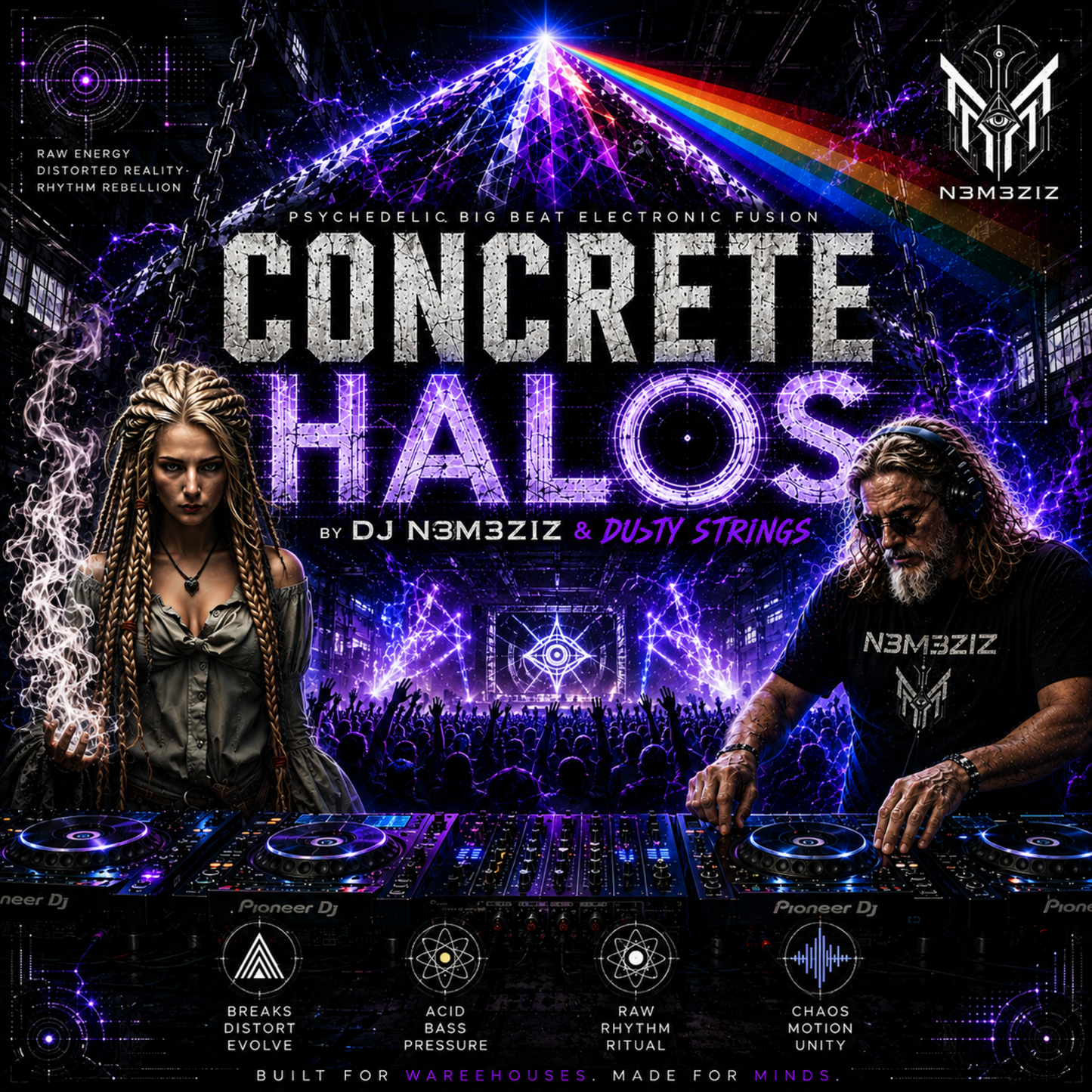 Concrete Halos — DJ N3M3ZIZ & Dusty Strings | Psychedelic Big Beat Electronic Fusion
